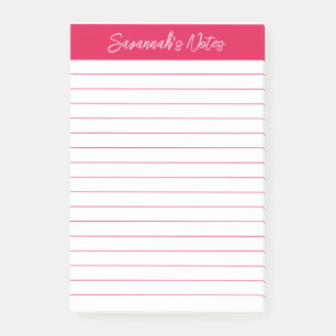 Post-it® Script Élégant Rouge Cerise Ligné Personnalisé