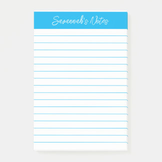 Post-it® Script Elegant Sky Blue Lined Personalized