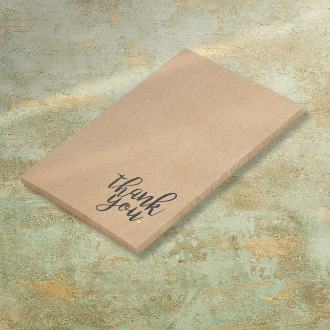 Post-it® Script Merci Gold Love Coeur Rustique Kraft (Script Thank You Gold Love Heart Rustic Kraft Post-it Notes)