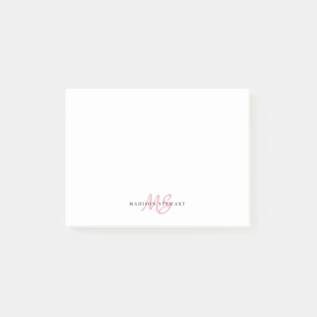 Post-it® Script Pinceau rose Bleu Cute Deux Monogrammes Ini (Devant)