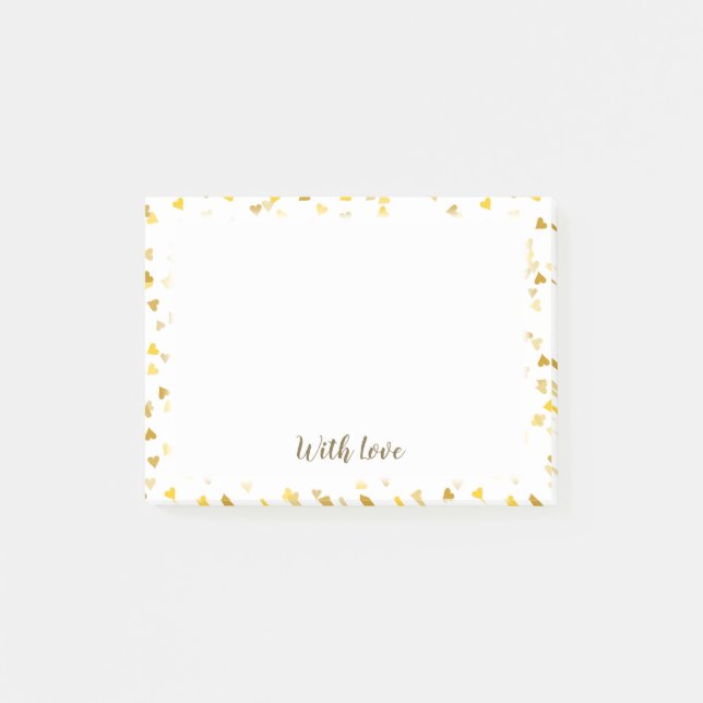 Post-it® Script With Love Cœurs Dorés (Devant)