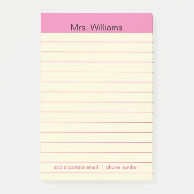 Post-it® Secteurs d'activité personnalisés Professeur de Ba (Devant)