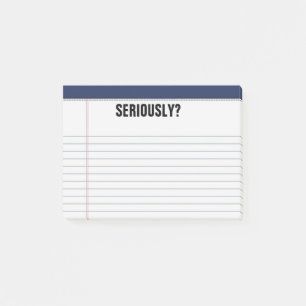 Post-it® "Sérieusement ?" Tampon blanc rayé 4X3 drôle