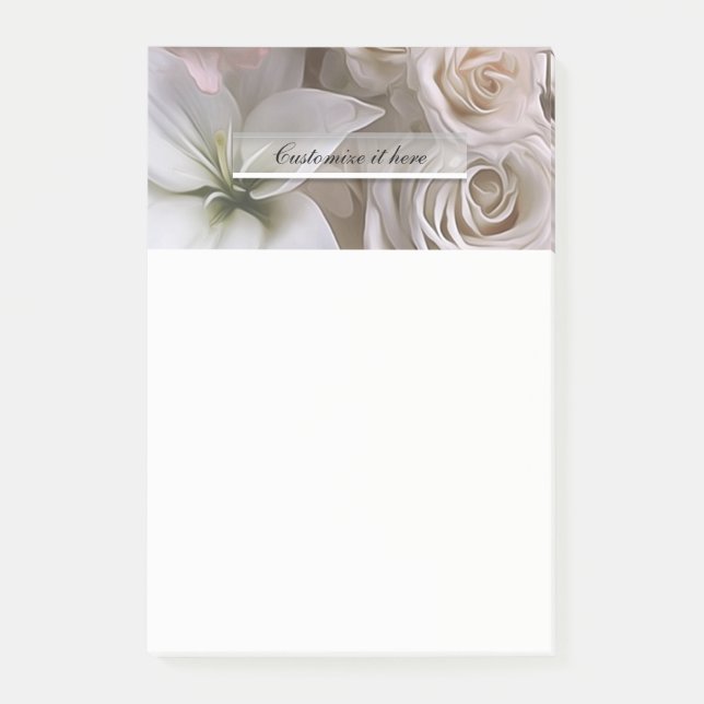 Post-it® Shabby Chic Rose Floral Fleurs Rustiques Personnal (Devant)