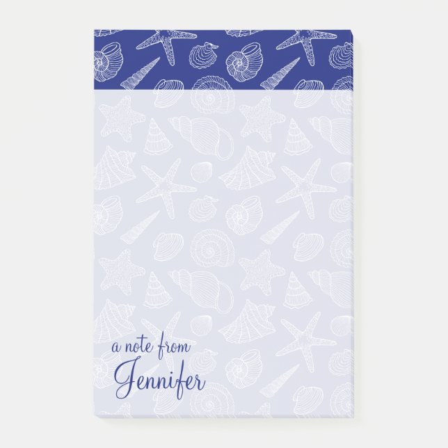 Post-it® Shell bleu lumineux modèlent | ajoutent votre nom (Devant)