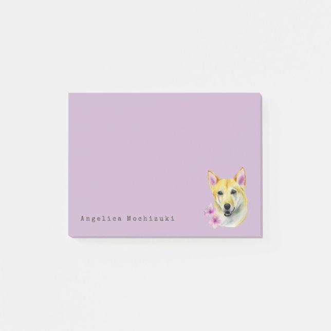 Post-it® Shiba Inu avec la peinture d'aquarelle de Sakura (Devant)