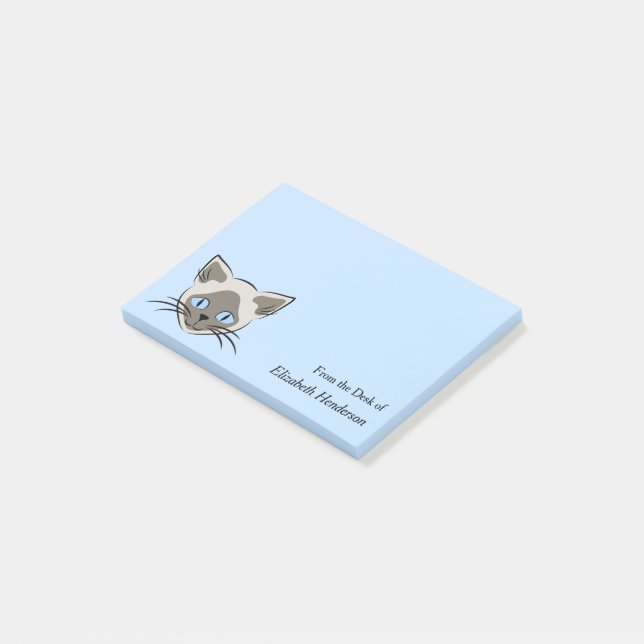 Post-it® Siamese Blue Eyed Chat visage foncé sur la lumière (Incliné)