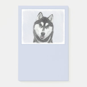 Post-it® Sibérie Husky (noir et blanc) Peinture Chien Art