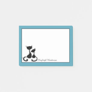 Post-it® Silhouette blanche bleue turquoise de chats noirs