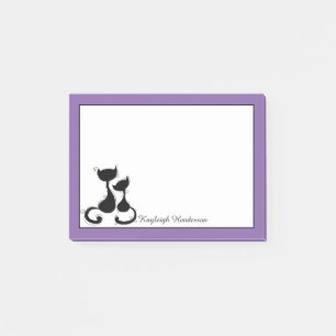 Post-it® Silhouette blanche pourpre de chats noirs