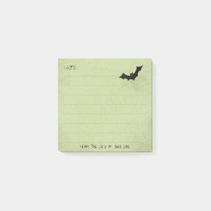 Post-it® Silhouette de batte de Halloween au-dessus du vert