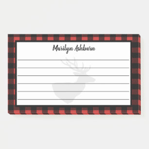 Post-it® Silhouette de cerf rustique & Buffalo Check Plaid