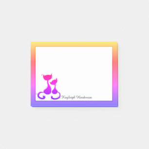 Post-it® Silhouette de chats d'arc-en-ciel personnalisée