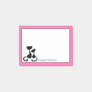 Post-it® Silhouette de rose et blanche de chats noirs