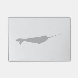 Post-it® Silhouette noire et blanche mignonne de Narwhal