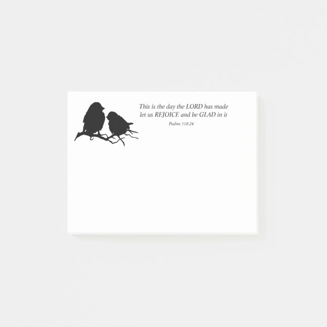 Post-it® Silhouette Petit Oiseau Mignonne Psaume Inspirant (Devant)