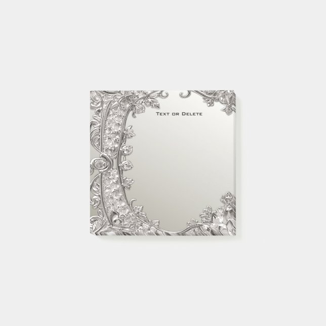 Post-it® Silver Ornate Modern Post il note (Devant)