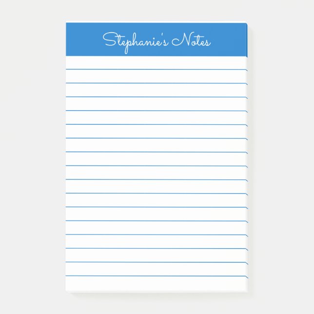 Post-it® Simple, bleu moyen et personnalisé (Devant)