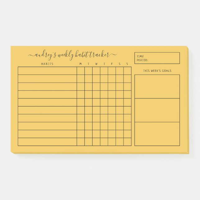 Post-it® Simple Bold Yellow Weekly Habit Tracker (Devant)