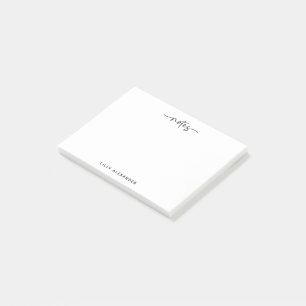 Post-it® Simple écriture manuscrite Swashes noir et blanc