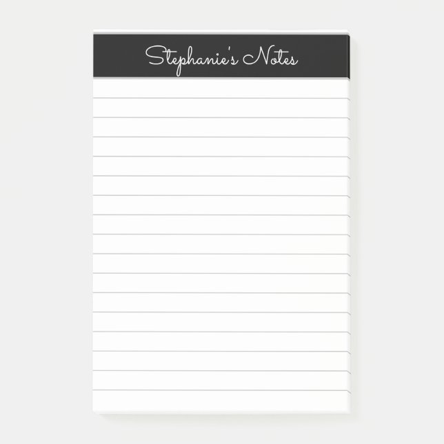 Post-it® Simple élégante Nacre Gris Noir Personnalisé (Devant)