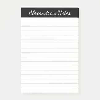 Post-it® Simple élégante Nacre Gris Noir Personnalisé