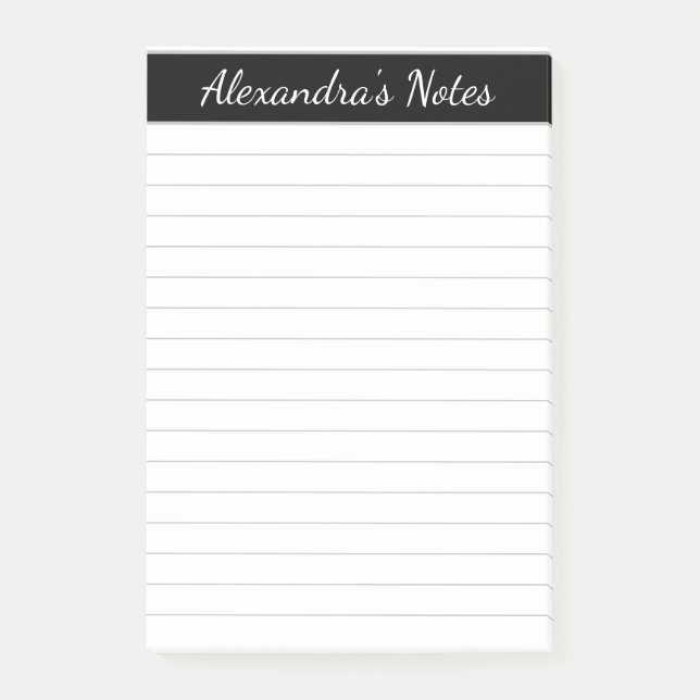 Post-it® Simple élégante Nacre Gris Noir Personnalisé (Devant)