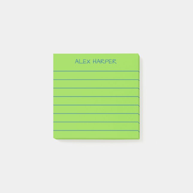 Post-it® Simple Lime & Blue Ajouter un nom ligné (Devant)