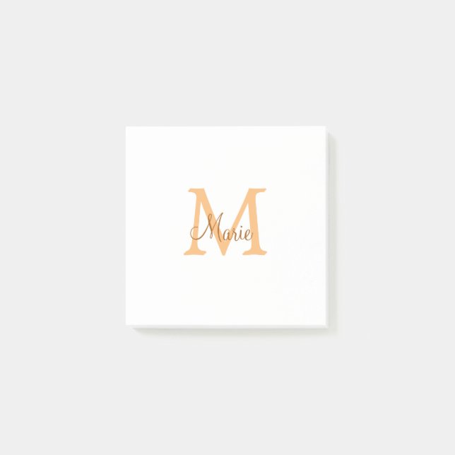 Post-it® simple minimal ajouter nom monogramme orange marro (Devant)