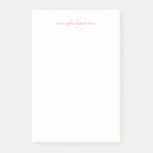 Post-it® Simple Pastel Bleu Minimaliste Deux Monogrammes No
