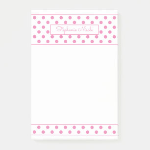 Post-it® Simple Polka Dot Pink Personnalisé Mince Bordure 