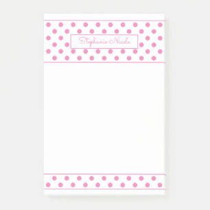 Post-it® Simple Polka Point Rose Personnalisé Mince Bordure