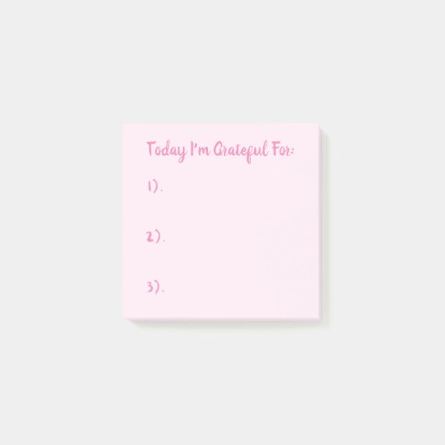 Post-it® Simple rose Aujourd'hui je suis reconnaissant pour (Devant)