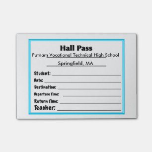 Post-it® Simple Schools Hall Pass Post Notes