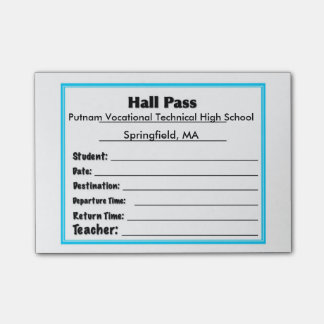 Post-it® Simple Schools Hall Pass Post Notes