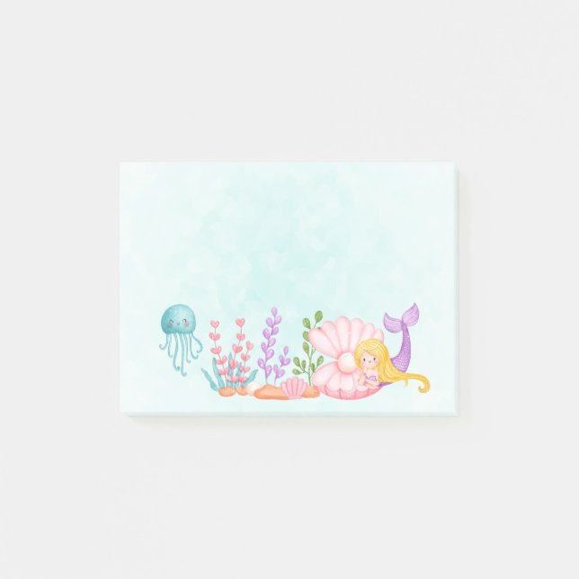 Post-it® Sirène et méduse sous l'aquarelle de mer Post- (Devant)