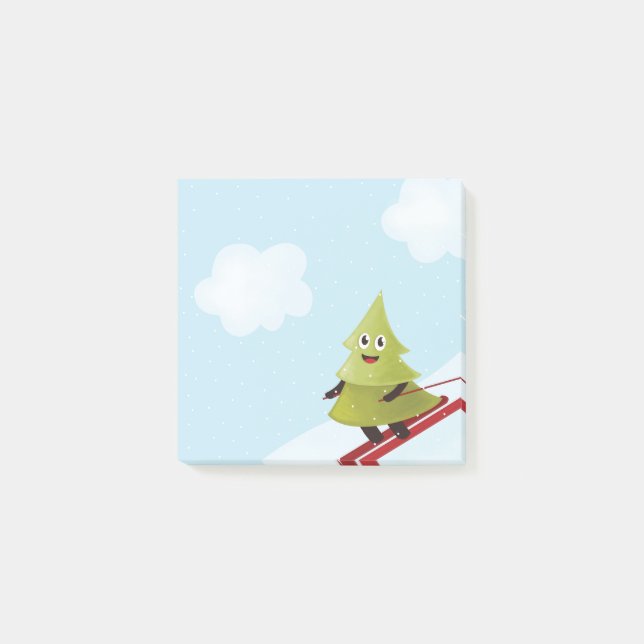 Post-it® Ski Pine Arbre Cute Sports Neige hiver (Devant)