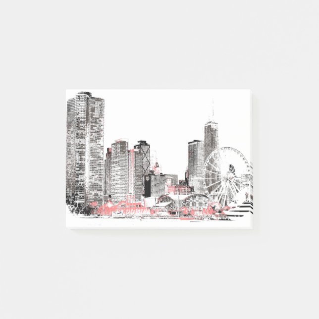 Post-it® Skyline de Chicago moderne (Devant)