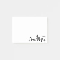 skyline de seattle à encre noire