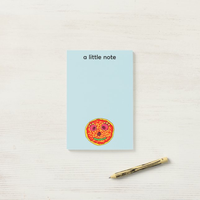 Post-it® Smiling Pizza Face Illustration Design (Sur un bureau)