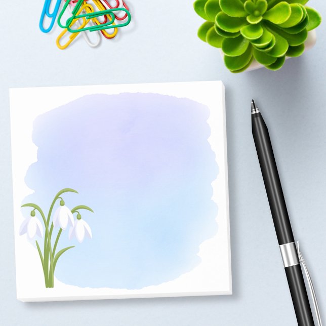 Post-it® Snowdrops - Fleurs de printemps sur aquarelle bleu (Créateur téléchargé)