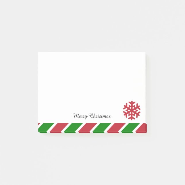 Post-it® Snowflakes Rouge et vert Noël rayé (Devant)
