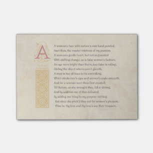 Post-it® Sonnet 20 de Shakespeare (XX) sur le parchemin