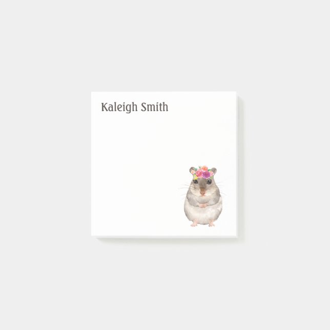 Post-it® Souris personnalisée / Rat Rose violet Floral (Devant)