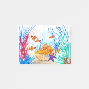 Post-it® Sous la mer aquarelle poissons océan mer côtière