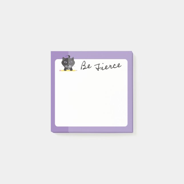 Post-it® Soyez Fierce Chic Chat Noir Art Avec Crayon Sur Vi (Devant)
