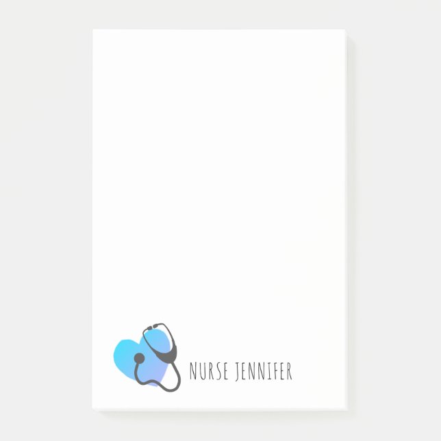 Post-it® Stethoscope Médicale Coeur Turquoise blanc Personn (Devant)