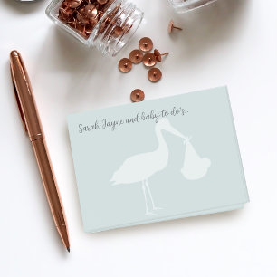 Post-it® Stork Baby shower Blue Post it Notes