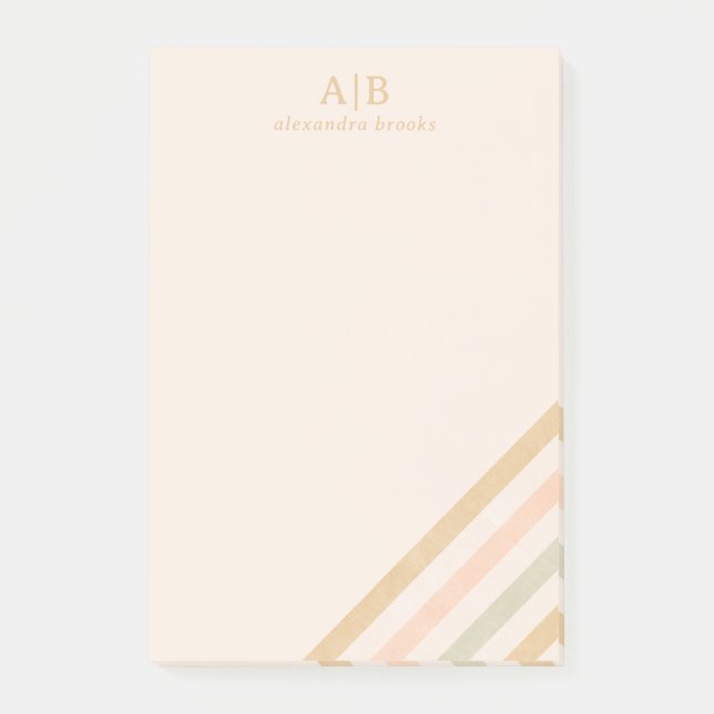 Post-it® Stripe minimaliste Boho | Earthy Personnalisé (Devant)