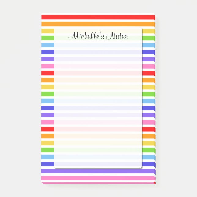 Post-it® Stripes arc-en-ciel personnalisées 4 x 6 (Devant)